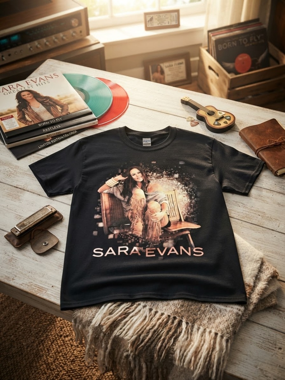 Vintage Sara Evans Country Concert Tour Graphic T-Shirt Small 100% Cotton Black